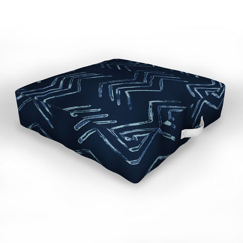 PI Photography and Designs Tribal Chevron Navy Blue Outdoor Floor Cushion
