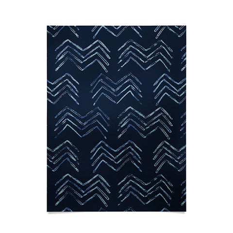 PI Photography and Designs Tribal Chevron Navy Blue Poster