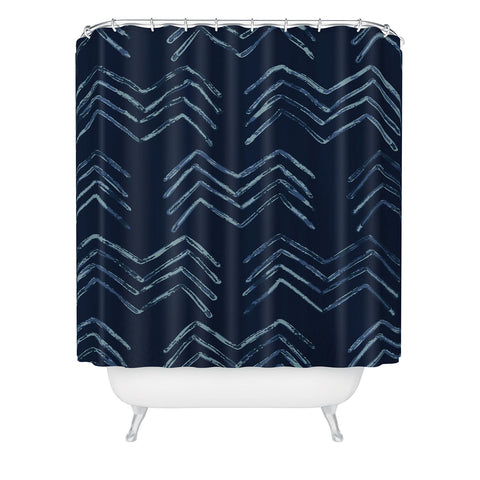 PI Photography and Designs Tribal Chevron Navy Blue Shower Curtain