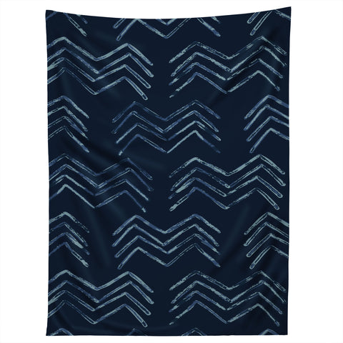 PI Photography and Designs Tribal Chevron Navy Blue Tapestry