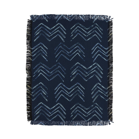 PI Photography and Designs Tribal Chevron Navy Blue Throw Blanket