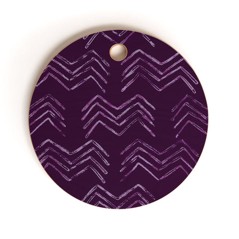 PI Photography and Designs Tribal Chevron Purple Cutting Board Round