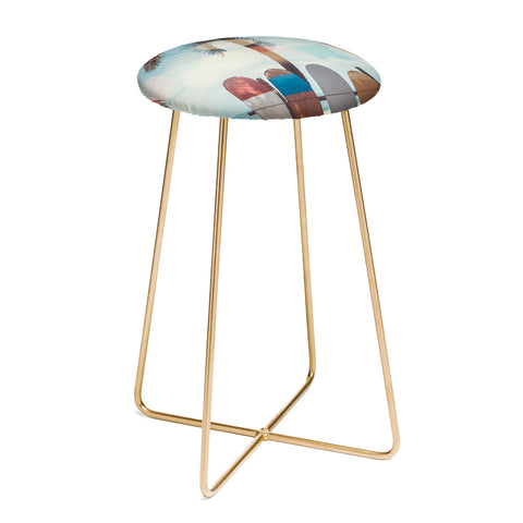 PI Photography and Designs Tropical Surfboard Scene Counter Stool