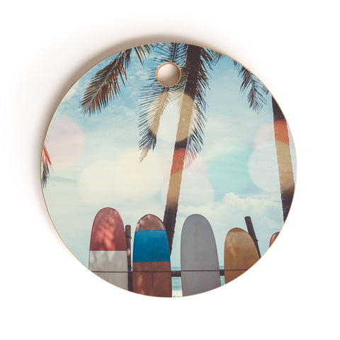PI Photography and Designs Tropical Surfboard Scene Cutting Board Round