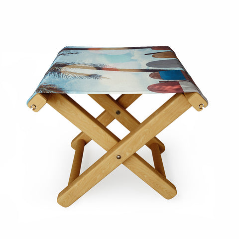 PI Photography and Designs Tropical Surfboard Scene Folding Stool