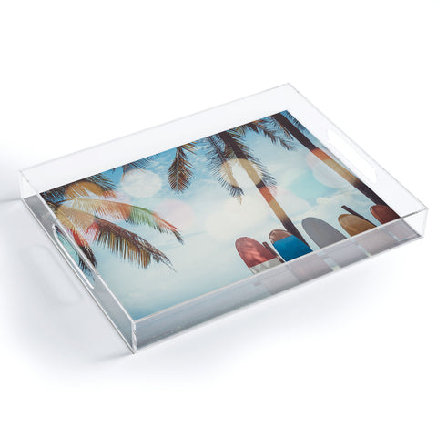 PI Photography and Designs Tropical Surfboard Scene Acrylic Tray