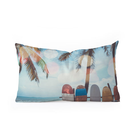 PI Photography and Designs Tropical Surfboard Scene Oblong Throw Pillow