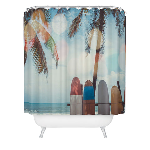 PI Photography and Designs Tropical Surfboard Scene Shower Curtain