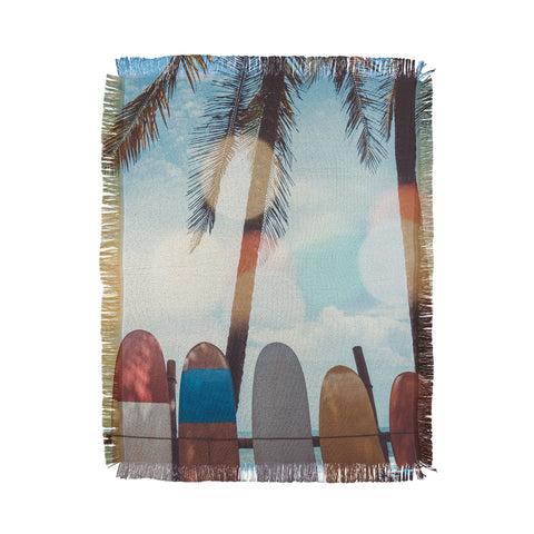 PI Photography and Designs Tropical Surfboard Scene Throw Blanket