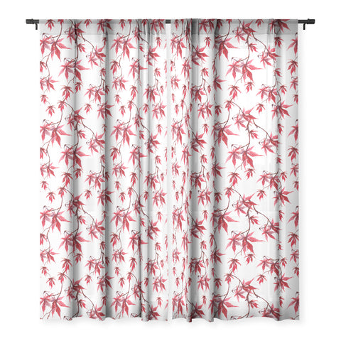 PI Photography and Designs Watercolor Japanese Maple Sheer Window Curtain