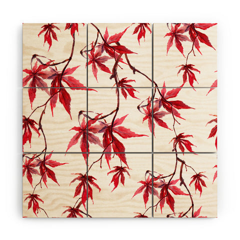 PI Photography and Designs Watercolor Japanese Maple Wood Wall Mural