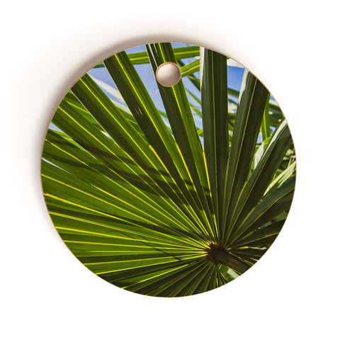 PI Photography and Designs Wide Palm Leaves Cutting Board Round
