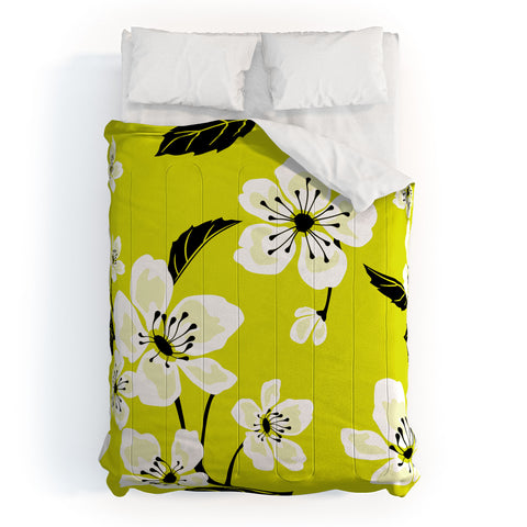 PI Photography and Designs Yellow Sakura Flowers Comforter