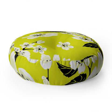 PI Photography and Designs Yellow Sakura Flowers Floor Pillow Round