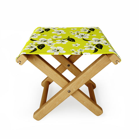 PI Photography and Designs Yellow Sakura Flowers Folding Stool