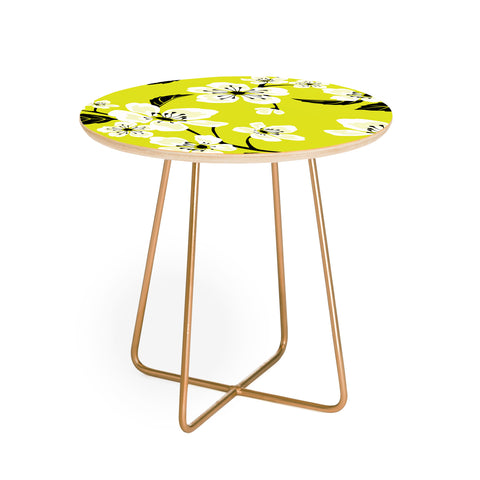 PI Photography and Designs Yellow Sakura Flowers Round Side Table