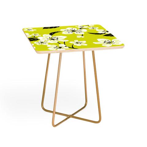 PI Photography and Designs Yellow Sakura Flowers Side Table