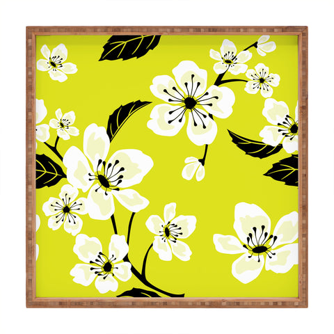 PI Photography and Designs Yellow Sakura Flowers Square Tray