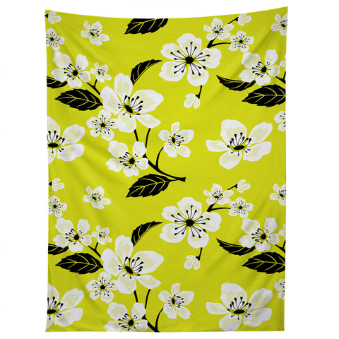 PI Photography and Designs Yellow Sakura Flowers Tapestry