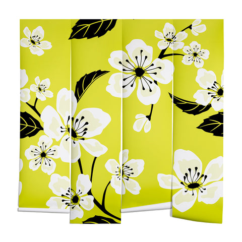 PI Photography and Designs Yellow Sakura Flowers Wall Mural