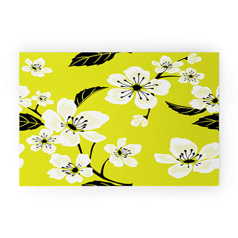 PI Photography and Designs Yellow Sakura Flowers Welcome Mat