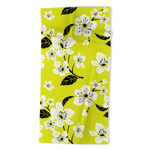 PI Photography and Designs Yellow Sakura Flowers Beach Towel