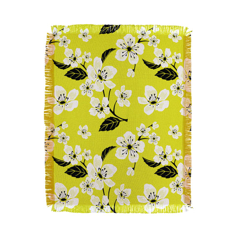 PI Photography and Designs Yellow Sakura Flowers Throw Blanket