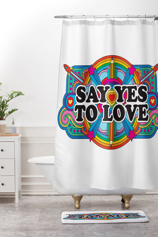 Pilgrim Hodgson Say Yes To Love Shower Curtain And Mat