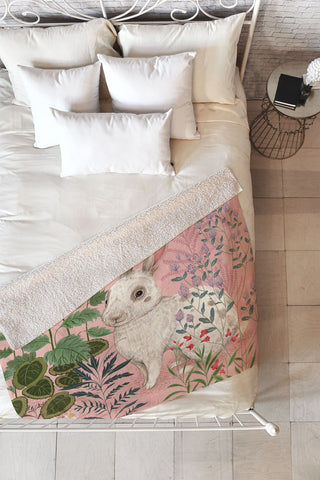 Pimlada Phuapradit Backyard Bunny Fleece Throw Blanket