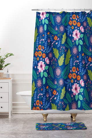 Pimlada Phuapradit Bijou Blue Shower Curtain And Mat