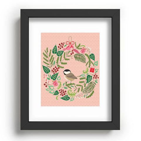 Pimlada Phuapradit bird and christmas wreath Recessed Framing Rectangle
