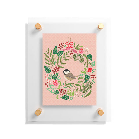 Pimlada Phuapradit bird and christmas wreath Floating Acrylic Print