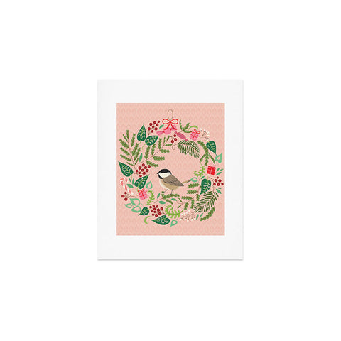 Pimlada Phuapradit bird and christmas wreath Art Print
