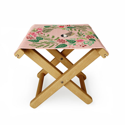 Pimlada Phuapradit bird and christmas wreath Folding Stool