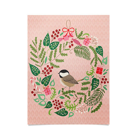 Pimlada Phuapradit bird and christmas wreath Poster