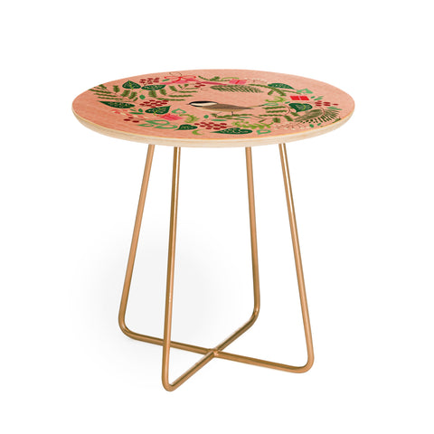 Pimlada Phuapradit bird and christmas wreath Round Side Table