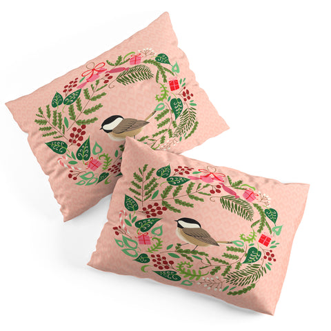 Pimlada Phuapradit bird and christmas wreath Pillow Shams