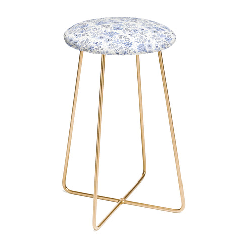 Pimlada Phuapradit Blue and white floral 1 Counter Stool