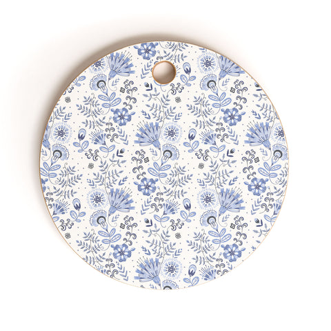 Pimlada Phuapradit Blue and white floral 1 Cutting Board Round