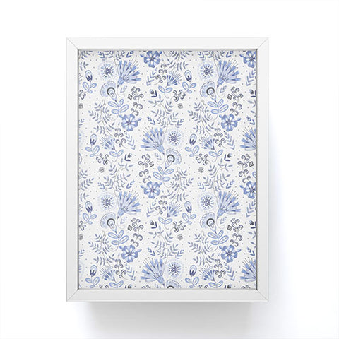 Pimlada Phuapradit Blue and white floral 1 Framed Mini Art Print