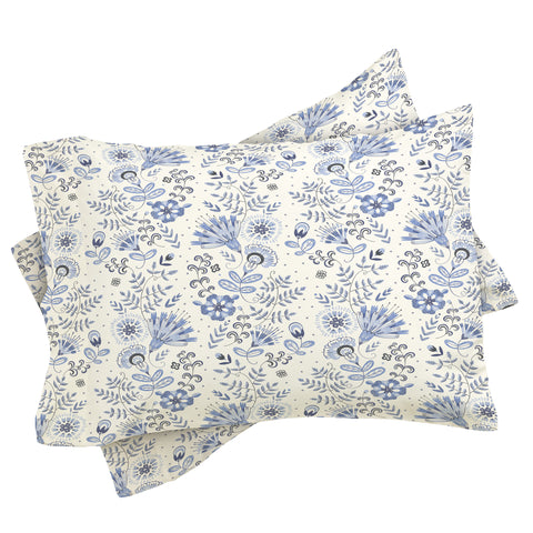 Pimlada Phuapradit Blue and white floral 1 Pillowcase