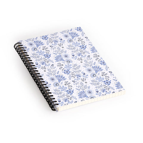 Pimlada Phuapradit Blue and white floral 1 Spiral Notebook