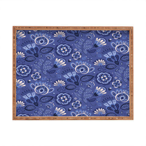 Pimlada Phuapradit Blue and white Floral 2 Rectangular Tray