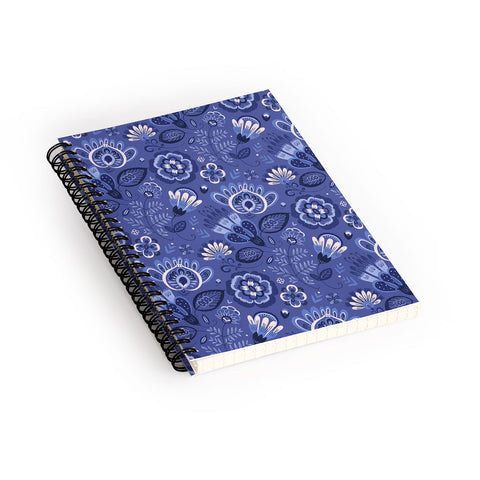 Pimlada Phuapradit Blue and white Floral 2 Spiral Notebook