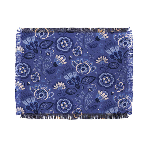 Pimlada Phuapradit Blue and white Floral 2 Throw Blanket