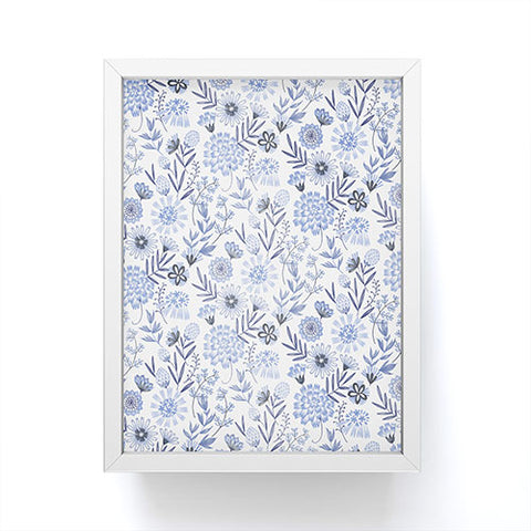 Pimlada Phuapradit Blue and white floral 3 Framed Mini Art Print