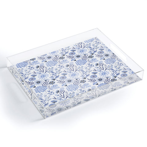 Pimlada Phuapradit Blue and white floral 3 Acrylic Tray