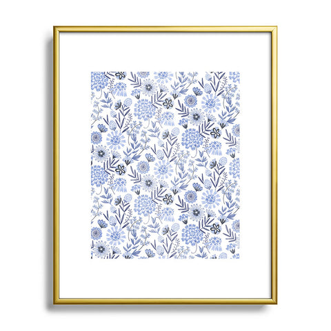 Pimlada Phuapradit Blue and white floral 3 Metal Framed Art Print