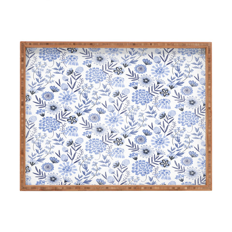 Pimlada Phuapradit Blue and white floral 3 Rectangular Tray