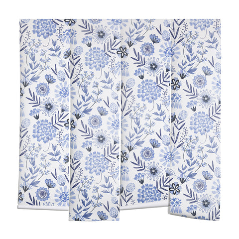 Pimlada Phuapradit Blue and white floral 3 Wall Mural